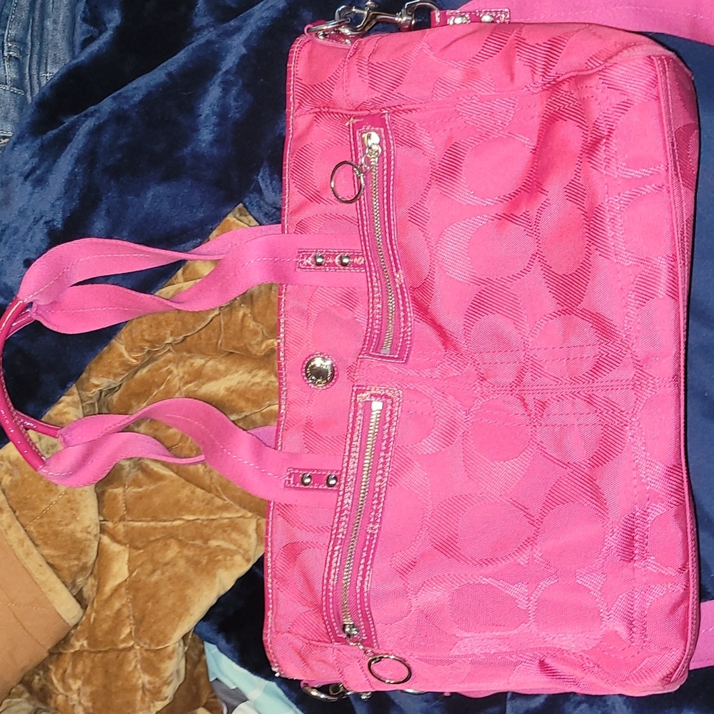 Coach pink diaper bag